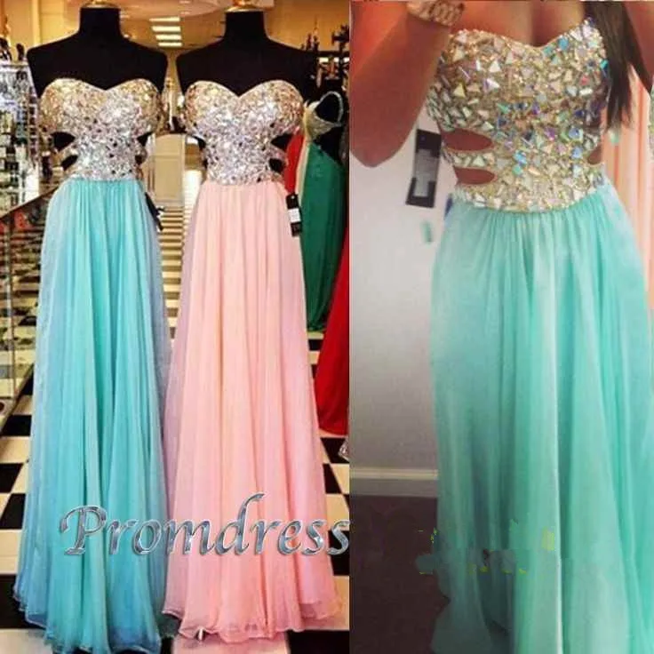 

free shipping Real Sample New Arrival Strapless Chiffon Sweetheart crystal Beading Best Selling Sexy Long Prom Dresses 2015
