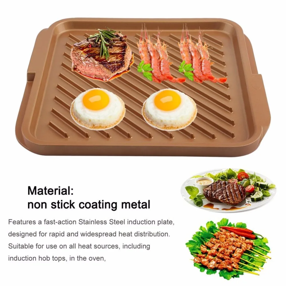 

Non Stick Grill Baking Pan Copper Bakeware Rectangular Cooking Pan Griddle Pan Durable Extra-Large Kitchen Baking Tool