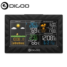 DIGOO DG-TH8988 Climate Station Out of doors Indoor Thermometer Hygrometer Temperature Humidity Sensor Geometric Design Good Residence