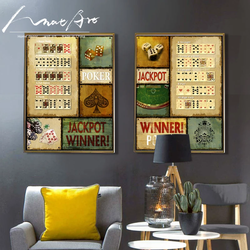 Billige Casino Glücksspiel Poker leinwand wand kunst malerei die wohnzimmer büro bild Cafe Bar dekoration poster und drucke cuadros