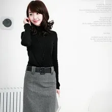 Осенняя Женская шерстяная юбка с декоративными пуговицами