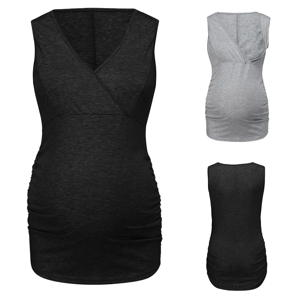 

Summer Maternity Breastfeeding Tops Women Pregnant Maternity Nursing Solid Breastfeeding Summer Solid Tops T shirt Clothes