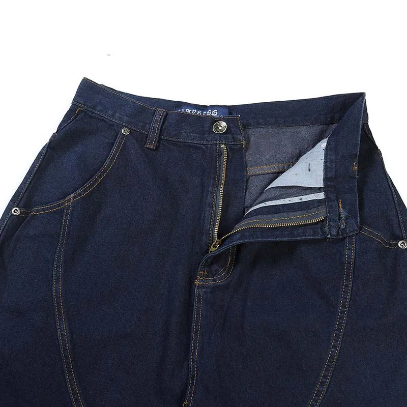 Высокое качество мужские свободные мешковатый гарем джинсы Брендовые джинсовые брюки хлопок хип-хоп брюки синий черный плюс размер 30-46
