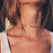 EN – colliers ras de cou Punk pour femmes, à paillettes, Simple, lame plate, collier de serpent, couleur or, bijoux à la mode