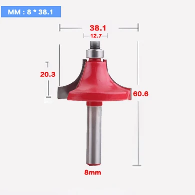 8 мм хвостовик круглый над бисероплетением фреза для отделки кромки бит-1/", 3/8", 1/" Радиус прямой концевой фрезы триммер очистки заподлицо