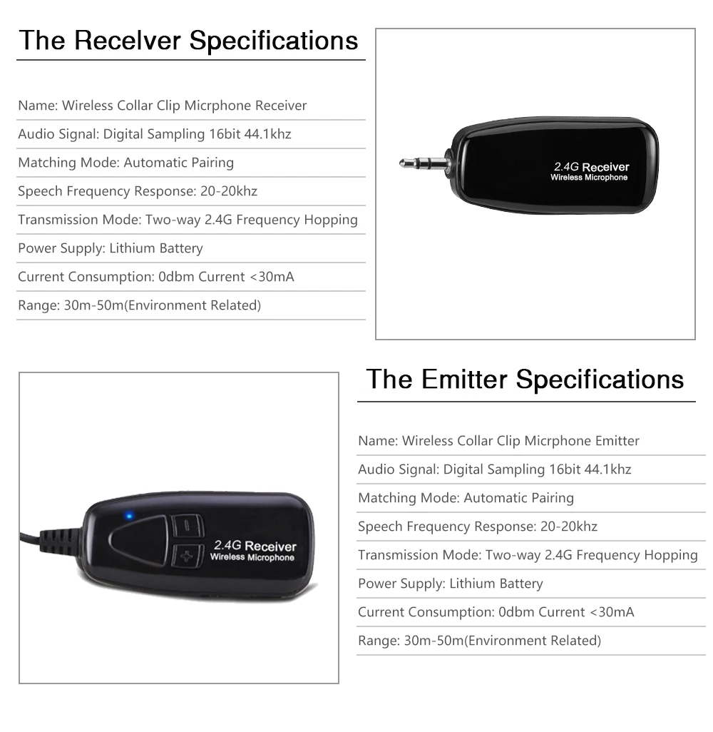 Lavalier 2.4G Wireless Microphone Clip MIC Speech Headset Megaphone Mic For Loudspeaker Teaching Meeting Tour Guide Microphone (6)