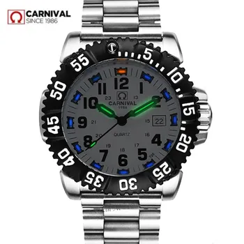 

Top brand luxury tritium luminous quartz watch men waterproof sports men watches full steel clock tritium light uhren damen saat