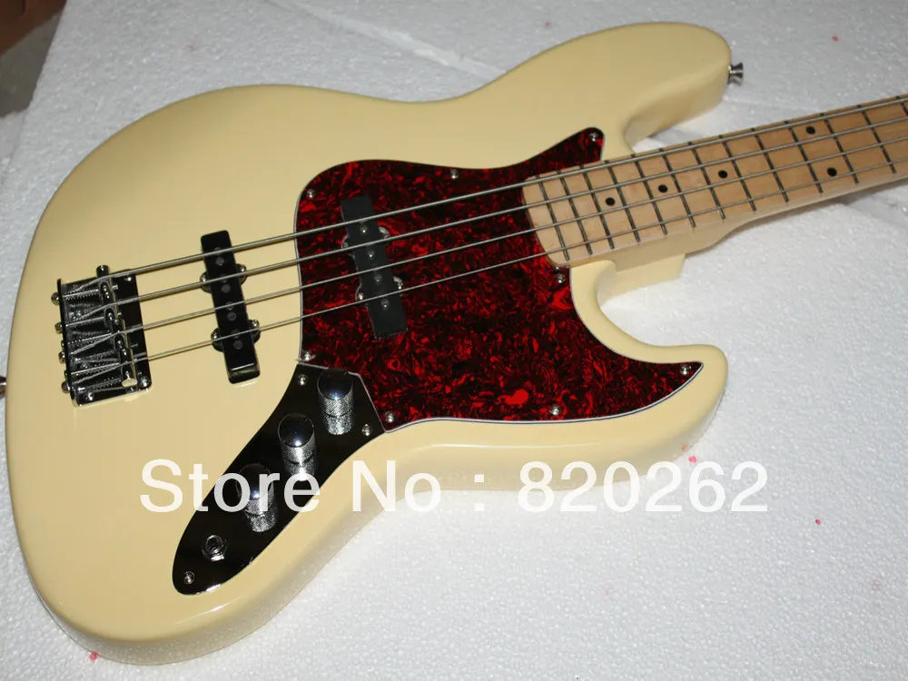 

High Quality Cream 4 Strings Electric Guitar Maple Fingeboard Wholesale Free Shipping