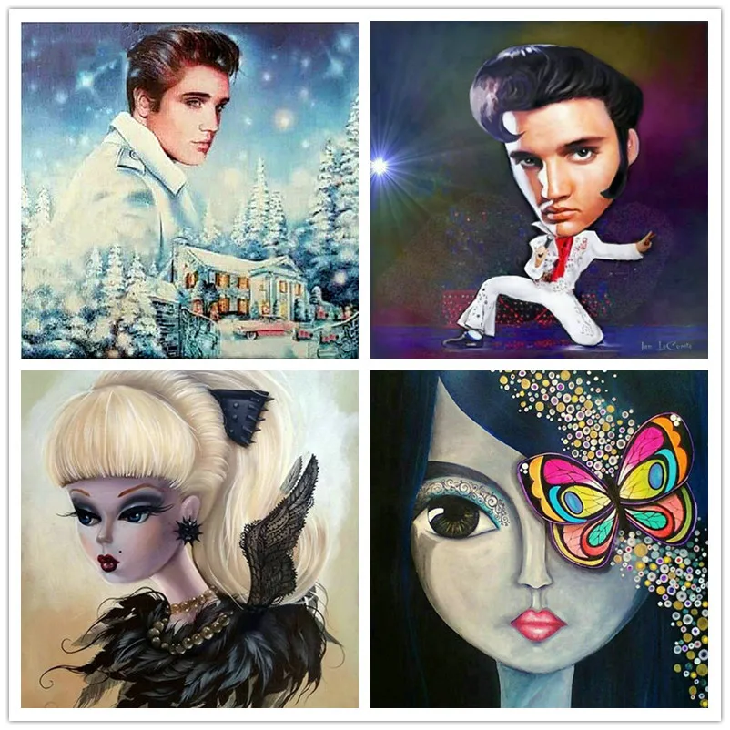 

New 21 Style 5d Diamond Painting Elvis Presley Portrait Girl Full Square Rhinestone 3d Diamond Embroidery Handmade Mosaic Gift