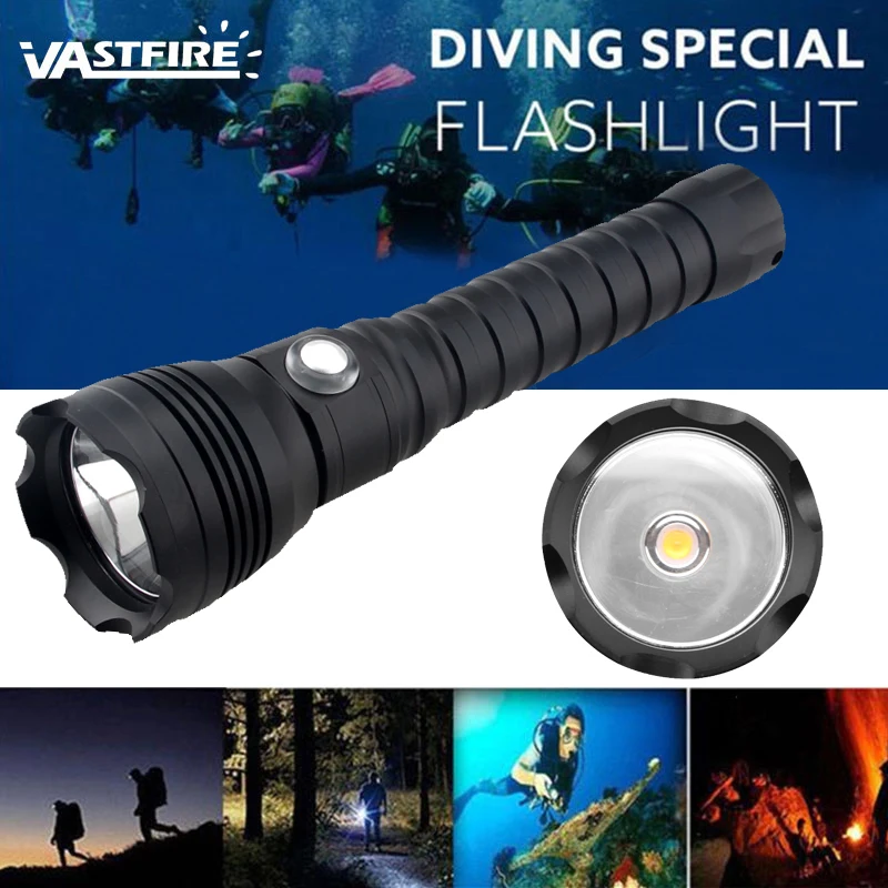  Super Brightness 4 mode 3000K Yellow light XHP70 LED diving flashlight 26650 Underwater 100m Scuba  - 32956161706