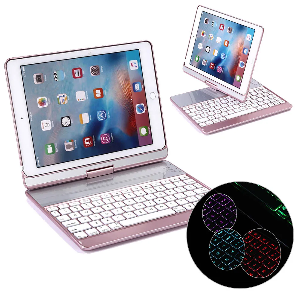 

7 Color Backlight Keyboard Case For iPad 9.7 2017 Air Air2 ABS Plastic Keyboard Tablet Cover For iPad Pro 9.7 inch 2016 Funda