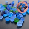 Perles de galets de verre de plage, 100 pièces, couleurs mixtes bleu vert, bijoux pendentif collier 12-18mm, perle de verre de mer irrégulière colorée ► Photo 1/6