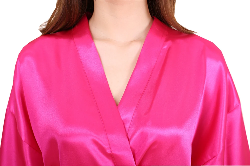Ярко-розовый женские размеры s и m ini халат женский из искусственного шелка кимоно Ванна платье сексуальный халат ночная рубашка Mujer Pijama