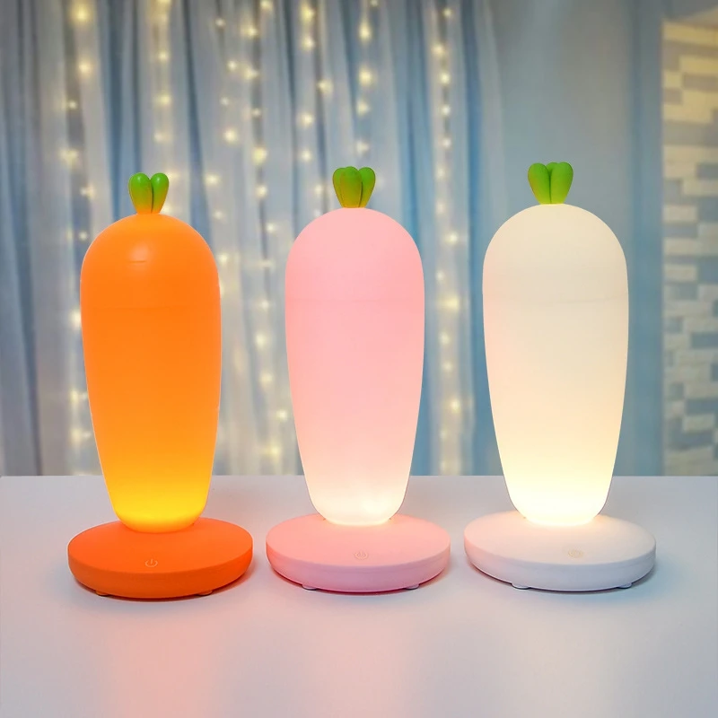 Novelty Little Cute Girl Radish Night Light Touch USB Charging Bedside Table Lamp Atmosphere Eyes Protection Decorative Light (5)