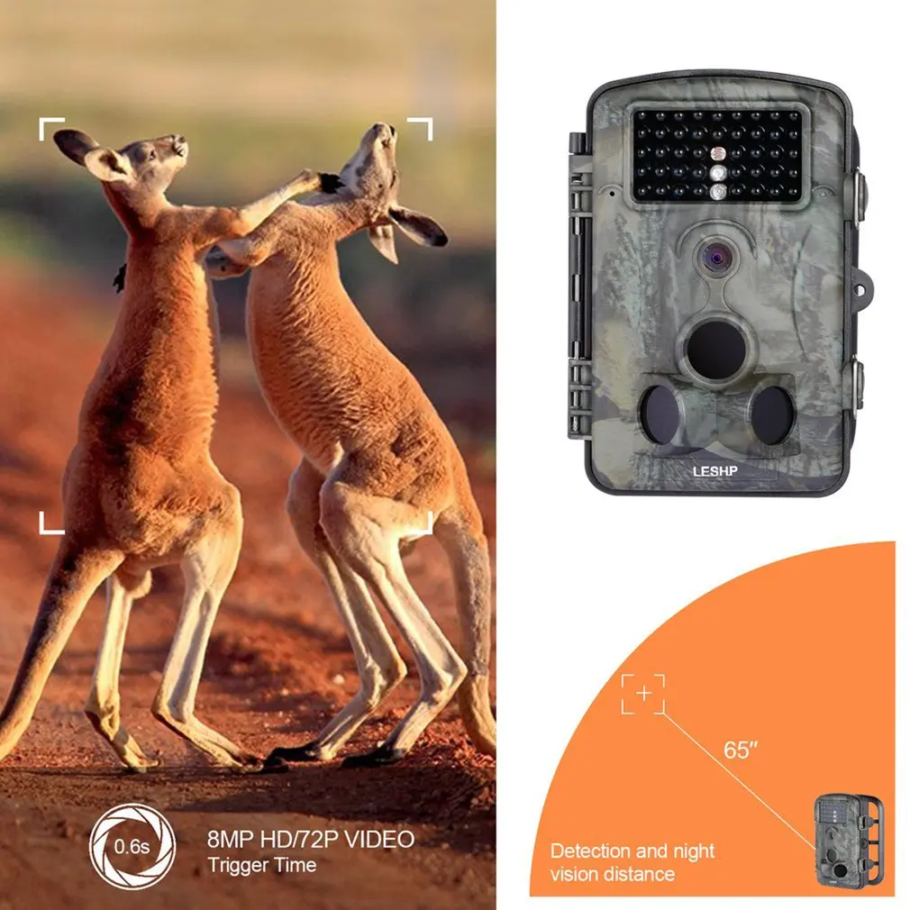 

Game Trail Hunting Camera 12MP 1080P HD 120 Wide Angle Infrared Night Vision 42pcs IR LEDs 2.4 Inch LCD Screen Camera RD1000