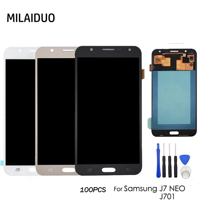 

100PCS AMOLED/TFT For SAMSUNG Galaxy J7 Neo J701 J701F J701M LCD Display Touch Screen Digitizer Assembly Adjustable 5.5"+Tools