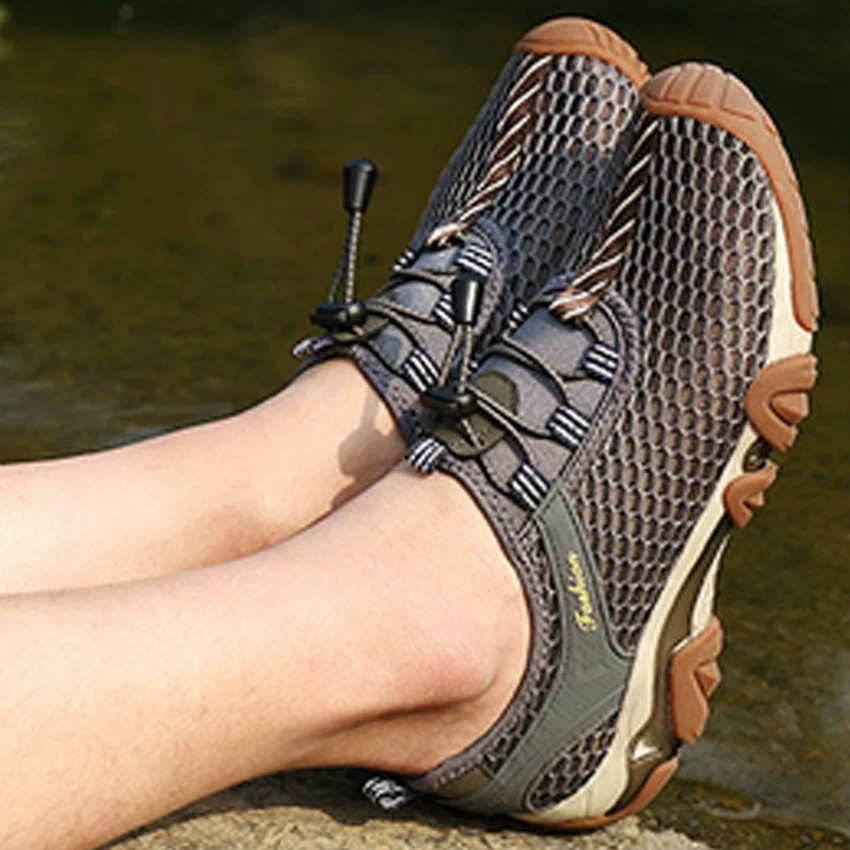 Новая брендовая мужская обувь для походов с сетчатыми вставками дышащая Ультралегкая летняя походная обувь для путешествий мужские Ботильоны hombre Мужская обувь zapatos 318q