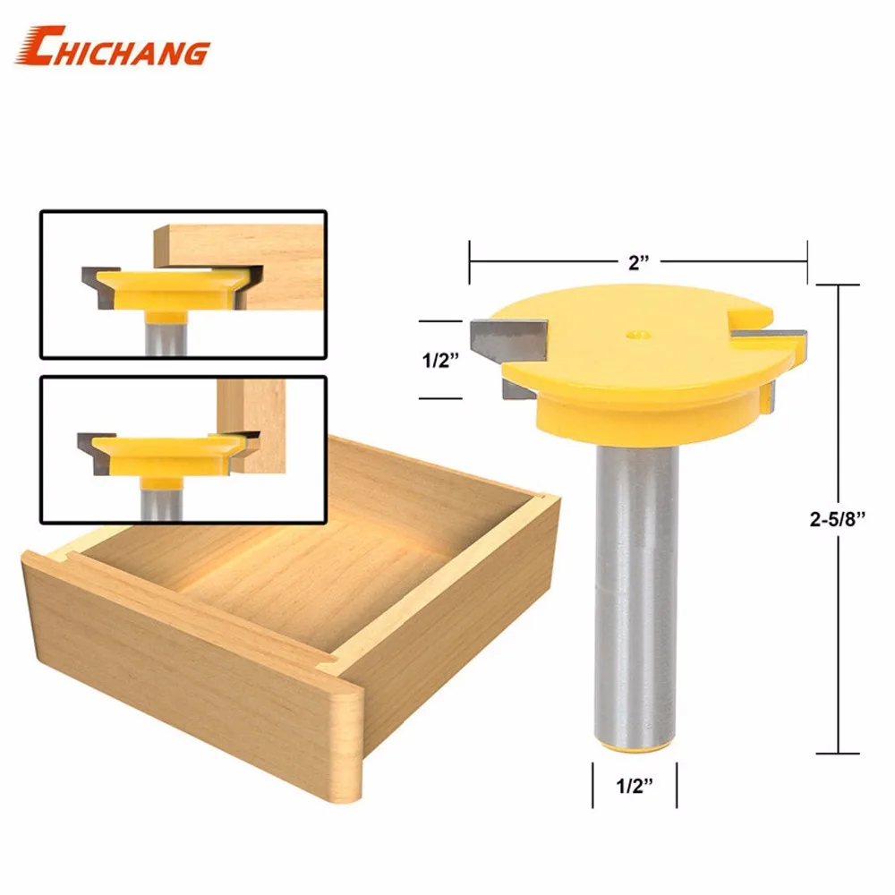 

1pc Drawer Front Joint Router Bit - Reversible - 1/2" ShankShank Woodworking Chisel Cutter