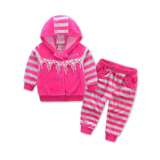 US $18.55 2019 New style spring autumn hoodie baby girl clothing set sequin lace longsleeve velour sports ja