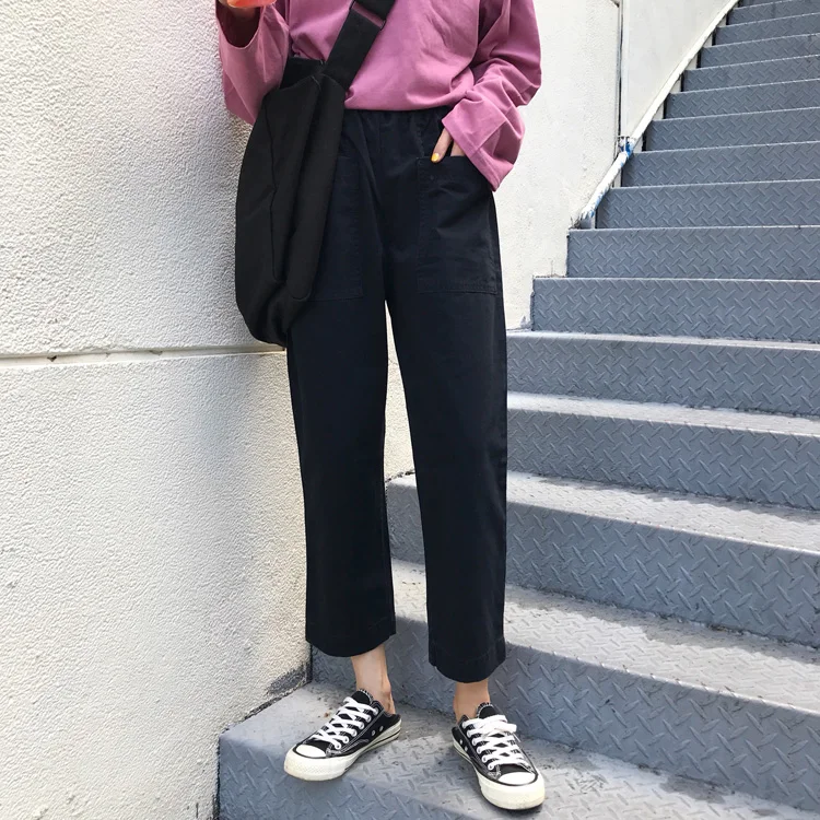2 цвета Mihoshop Ulzzang Корейская женская модная одежда с высокой талией свободные