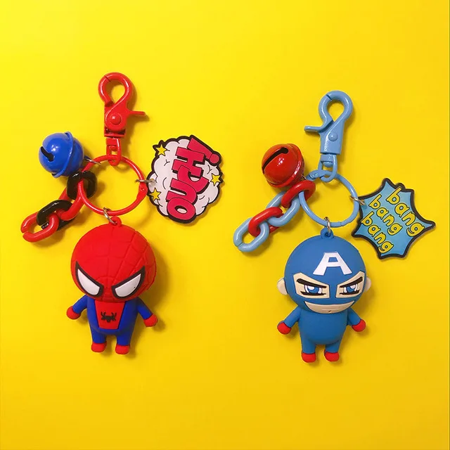 

2019 Avengers Keychain Captain America Spider Man Batman Key Ring Japanese anime Holder Chaveiro Key Chain Bag Pendant Jewelry