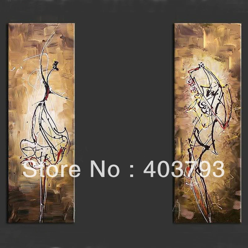 

Modern wall art oil painting on canvas abstract 2P ballei girl paintings for decoration free shipping