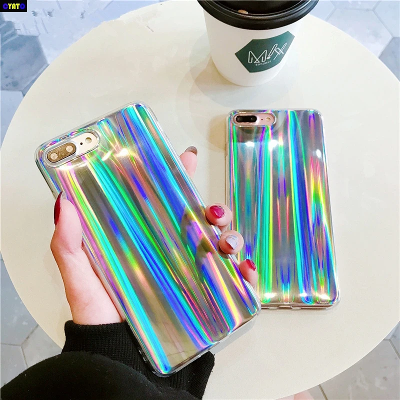 

Cyato Luxury Glitter Phone Cases For iPhone 8 X Cool Laser Shining Case For iphone 7 6 6S Plus 5 5S SE Soft TPU Silicone Cover