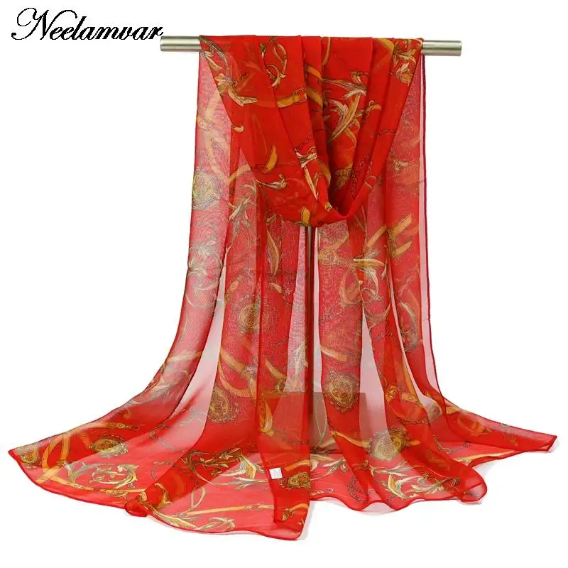 

2019 new fashion soft scarfs georgette Chiffon Scarf for elegant women scarves shawls and scarves national style