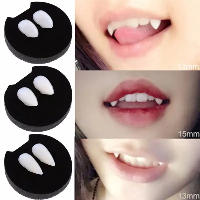 2pcs Halloween Cosplay Dentures Zombie Vampire Teeth Ghost Devil Fangs Werewolf Teeth with Box Packed Gift Props Costume Party