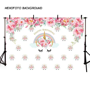 

7X5FT licorne anniversaire photo background Art fabric photography backdrops custom children baby birthday backdrop background