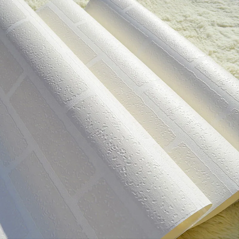 Современные 3D кирпич Off White пены толщиной тиснением виниловые покрытия стен рулон бумаги фоне стены гостиной спальне обои