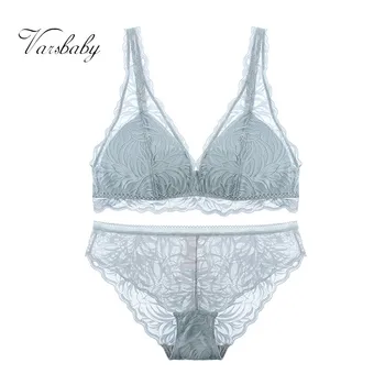 

Varsbaby sexy lace ultra-thin push up underwear wire free S M L XL bra sets