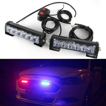 

2pcs 36W LED Car Grille LED Emergency Beacon Light Bar Hazard Strobe Warning Lights Red Blue Simultaneous flash cars LED Lights