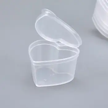 

45ml PP Heart Square Shaped Seasoning Box Disposable Tasting Cup Salad Sauce Take-out Packaging Seasoning Cup SN353