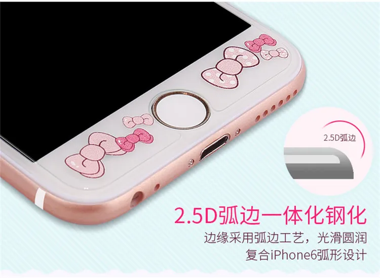 Стеклянная пленка RLENDA Sweet Bow Twins My Melody из мультфильма для iPhone 8, 7, 6, 6S plus, закаленное стекло 2.5D Edge, Защитная пленка для экрана