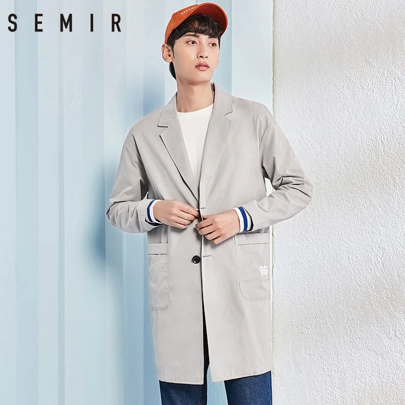 Semir Тренч для мужчин 2018 осеннее длинное стильное тонкое пальто корейская модная