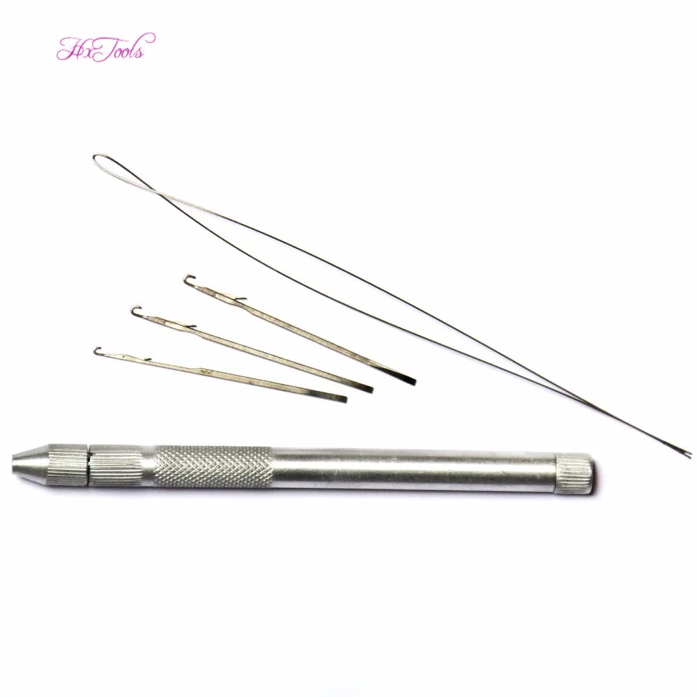 

3x Hooking Ventilating Alum Pulling Needle + Holder KIT For Micro Ring Tool Professional Pulling Threader Tools