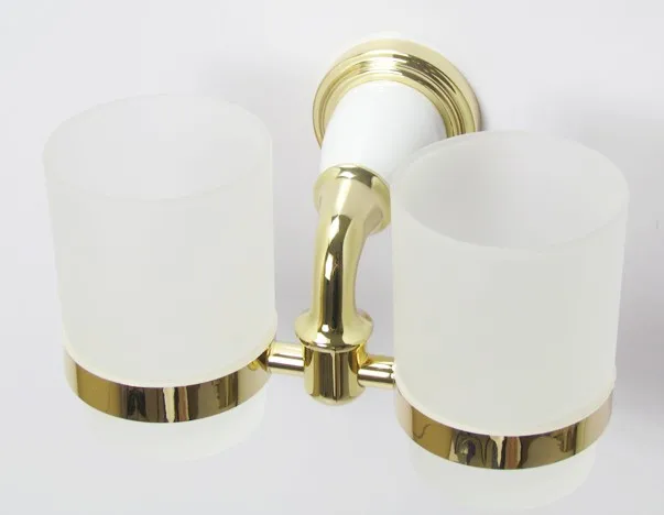 Antique double cup holder Gold toothbrush holder bathroom accessories