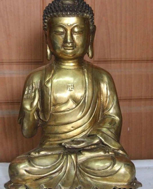 11 тибетский буддийский Бронзовый латунный Tathagata Amitabha Sakyamuni Ru Lai статуя Будды | Дом