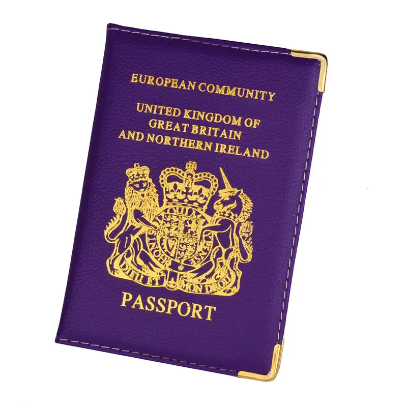 Обложка для паспорта из искусственной кожи Великобритании и Европы, защитный чехол для паспорта GB Великобритании - Цвет: Purple