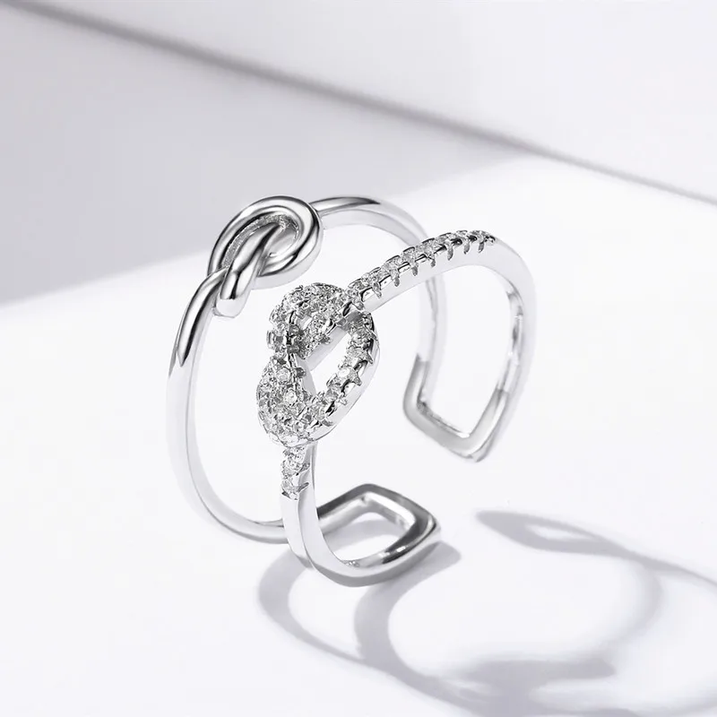 SODROV кольцо с узлом, 925 пробы, серебро 925, ювелирное изделие, открытый размер, серебряное кольцо, ювелирное изделие для женщин, серебряные кольца на палец