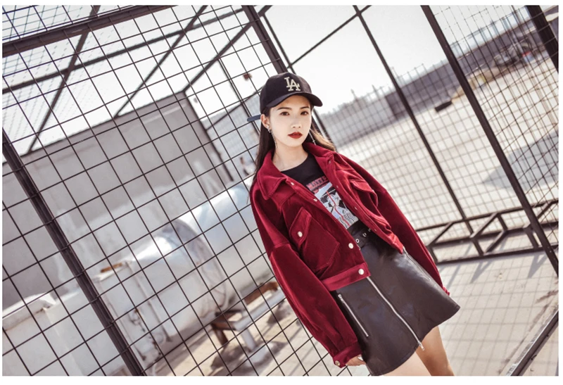 Scsech Corduroy Single Women Jackets Velvet Cotton Basic Jacket Coat Front Pockets Warm Coats Autumn Casual Jacket D8A11 (9)