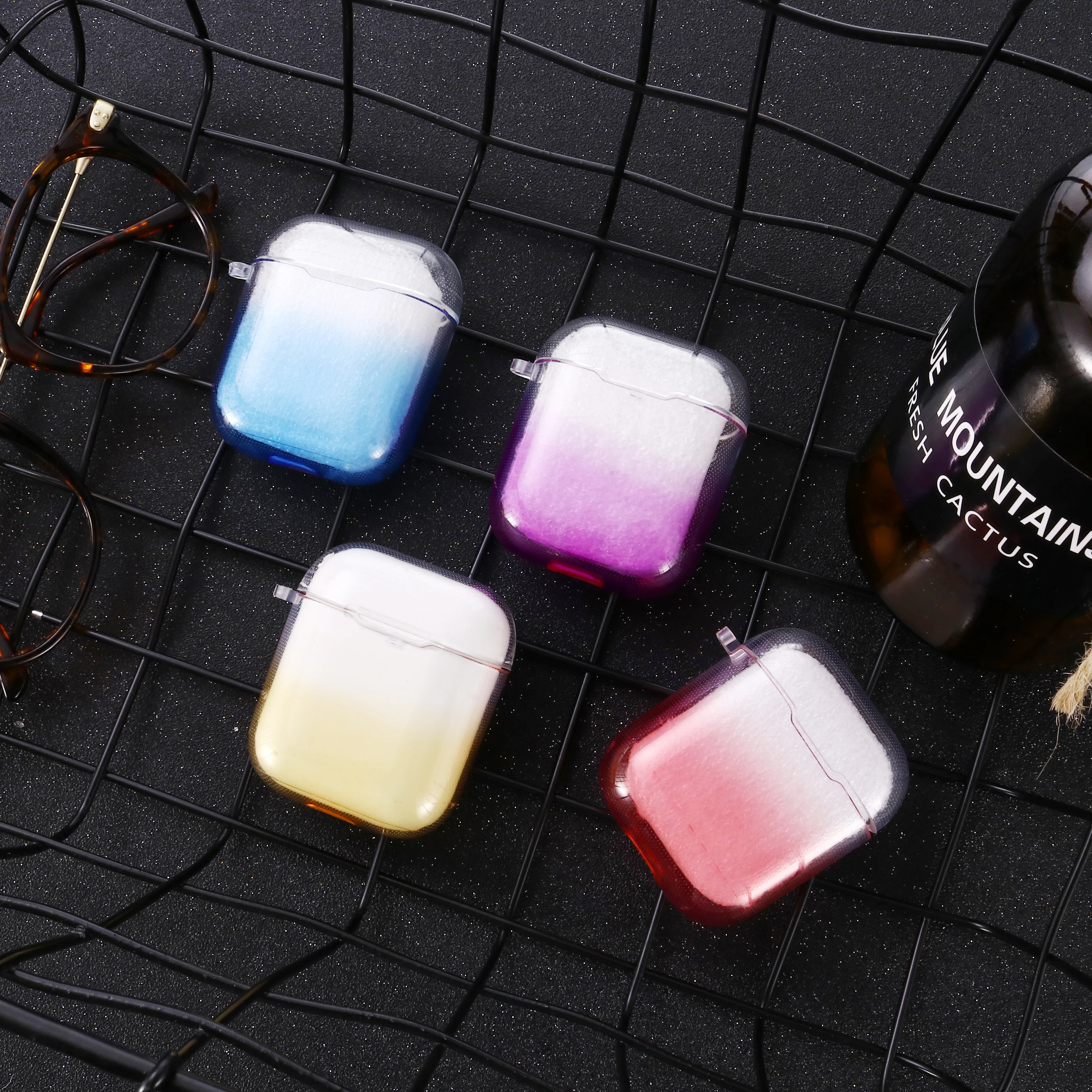 Летний стиль для airpods чехол прозрачный градиент ТПУ мягкий apple наушники
