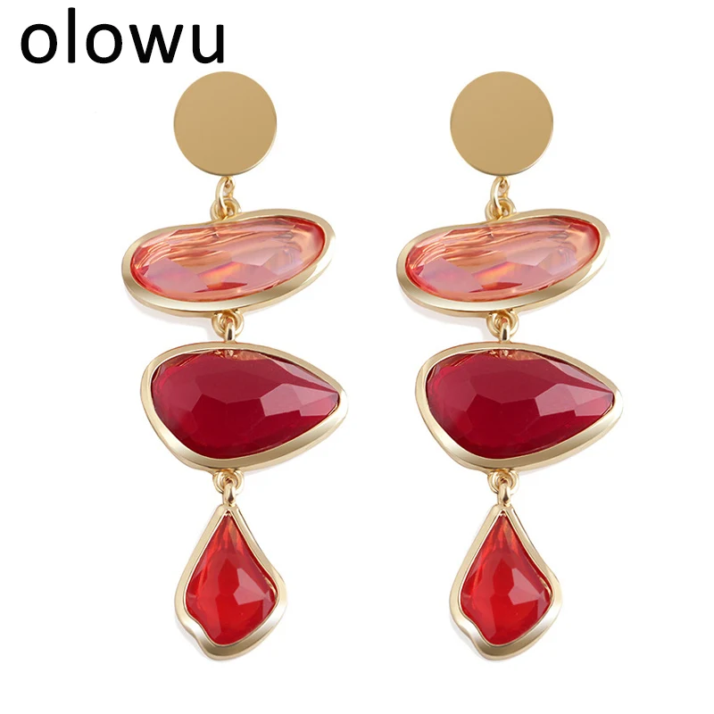 Olowu Новые поступления женские длинные массивные Серьги необычные серьги из смолы
