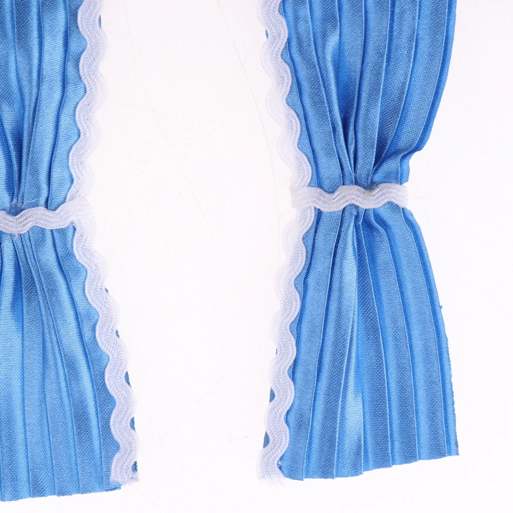 1:12 Scale Dollhouse Miniature Cute Satin Silk Long Curtain for Dolls Bedroom Room Furniture Decor Accessory