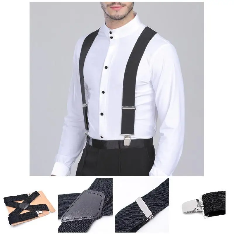 

2019 Fashion Droppshiping 50mm Wide Elastic Adjustable Men Trouser Braces Suspenders X Shape with Strong Metal Clips BFJ55