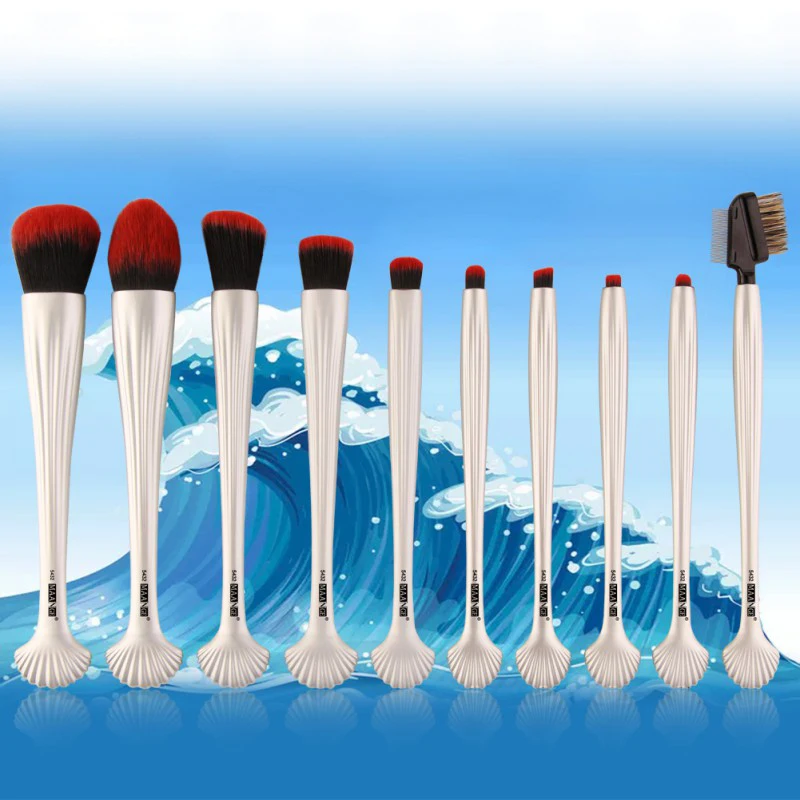 

10pcs Shell Maquillage Makeup Brushes Set Blush Power Contour Eye Shadow Brow Concealer Comestic Beauty Make Up Brush Kits