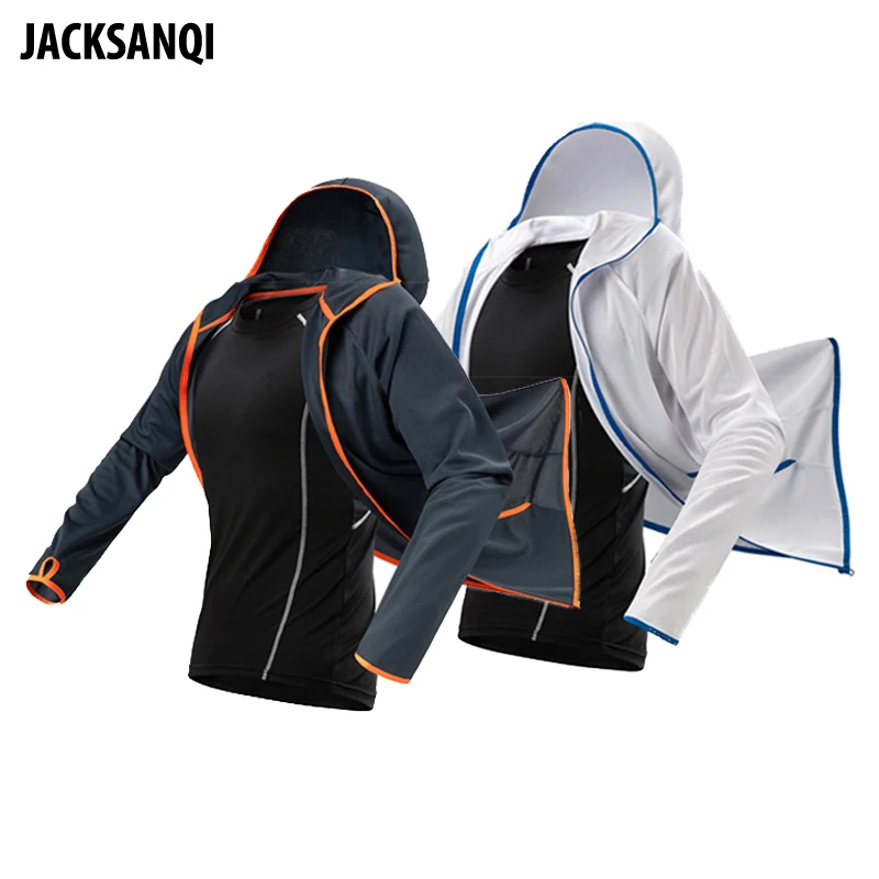 

JACKSANQI Men's Summer Quick Dry Jackets Outdoor Breathable Waterproof Coats Fishing Camping Hiking UV Protection Shirts RA216