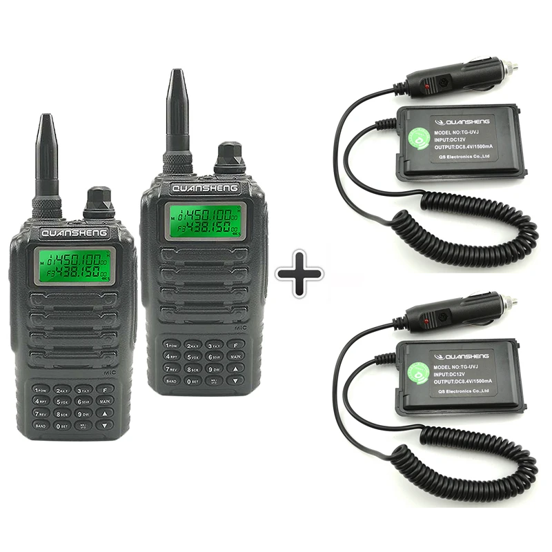 2 шт. Quansheng TG-UV2 портативная рация Двухдиапазонная Ham Vhf Uhf мобильное радио PTT портативное переговорное TG UV2 двухстороннее радио приемопередатчик - Цвет: Add 2 car chargers