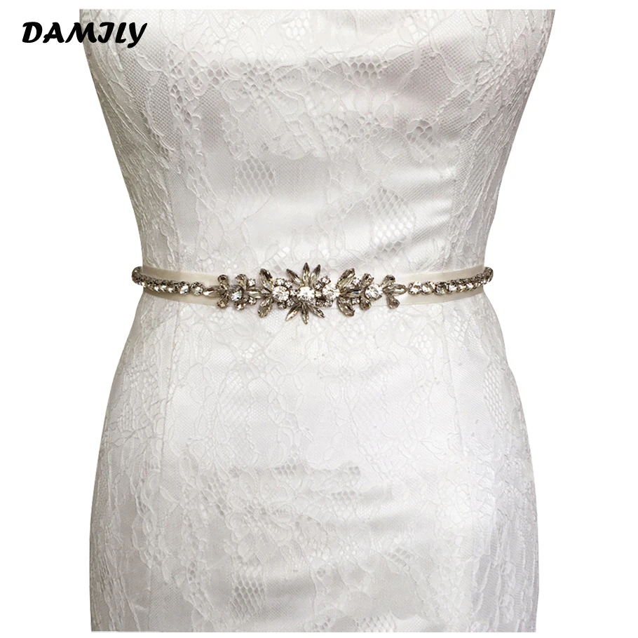 Crystal font b Wedding b font Belts Luxury Brand Satin Rhinestone font b Wedding b font